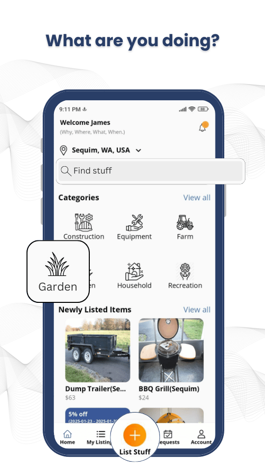 Home screen of Mobile App